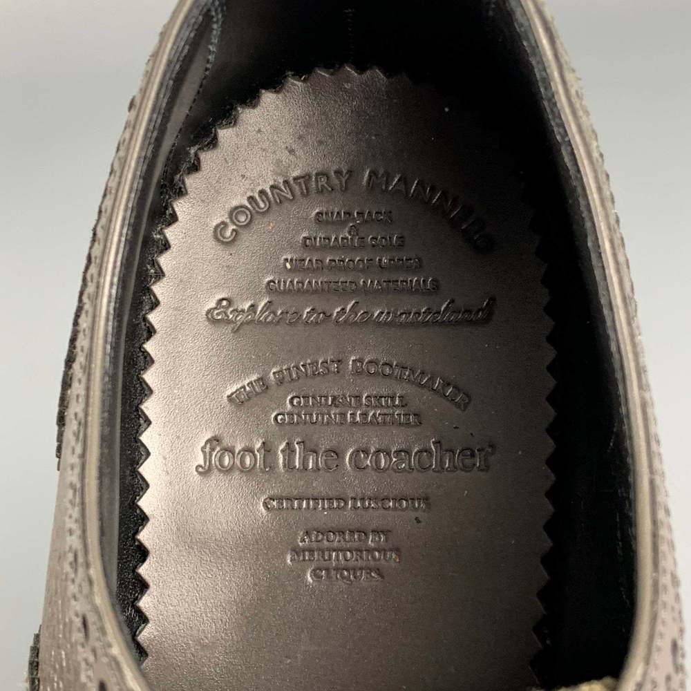 FOOT THE COACHER Grey Perforated Leather Cap Toe Lace-Up Shoes - Picture 7 of 9